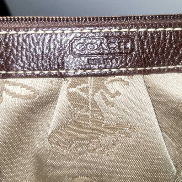 Coach Beige and Dark Brown Wristlet Good Cond - Picture 11 of 11